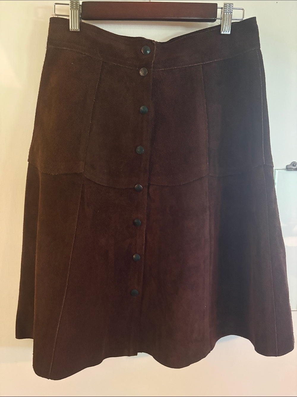 Brown suede just below the knee skirt